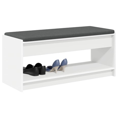 Halbank met kussen met plank met opslag Wit 100 x 38 x 46 cm 3