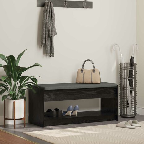 Halbank met kussen met plank Zwart Eiken 100 x 38 x 46 cm 1