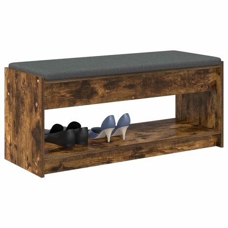Halbank met kussen met plank Gerookt eiken 100 x 38 x 46 cm 3