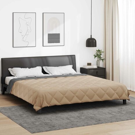 Zomerdekbed Antraciet en Taupe 200 x 200 cm Microvezel 4