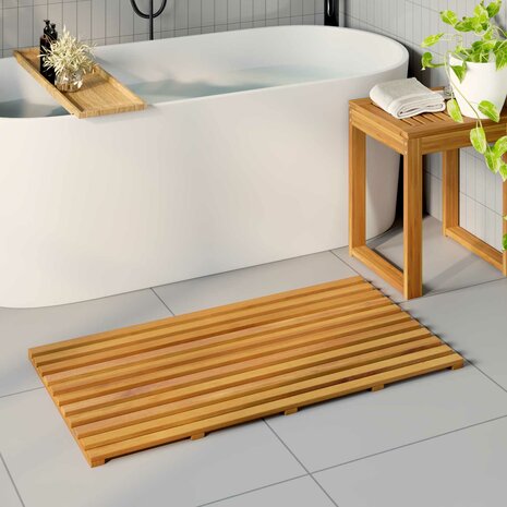 Badmat Effen Bruin 100 x 53 cm Hout 1