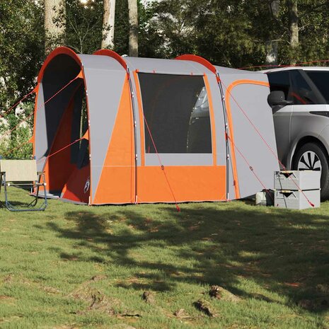 Autotent 4-persoons waterdicht grijs en oranje 3