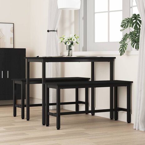 Eetbank Zwart Eiken 100 x 32,5 x 48,5 cm 3