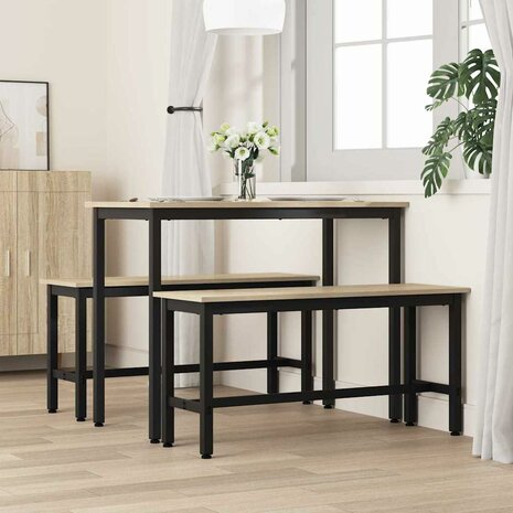 Eetbank 2 pcs Sonoma Eiken 100 x 32,5 x 48,5 cm 3