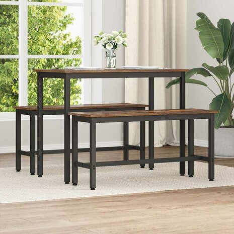 Eetbank 2 pcs Gerookt eiken 100 x 32,5 x 48,5 cm 1