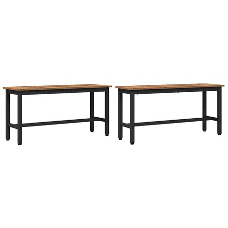 Eetbank 2 pcs Oudhout 100 x 32,5 x 48,5 cm 2