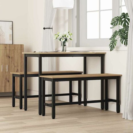 Eetbank 2 pcs Artisan Eiken 100 x 32,5 x 48,5 cm 3