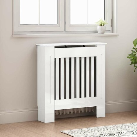 Radiatorafdekking Hoogglans wit 78 x 19 x 81,5 cm Bewerkt hout 3
