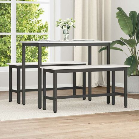 Eetbank 2 pcs Wit 100 x 32,5 x 49 cm Massief grenenhout 1