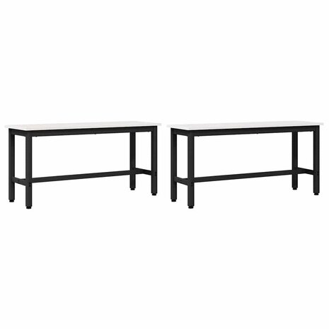 Eetbank 2 pcs Wit 100 x 32,5 x 49 cm Massief grenenhout 2