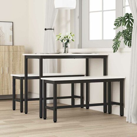 Eetbank 2 pcs Wit 100 x 32,5 x 49 cm Massief grenenhout 3