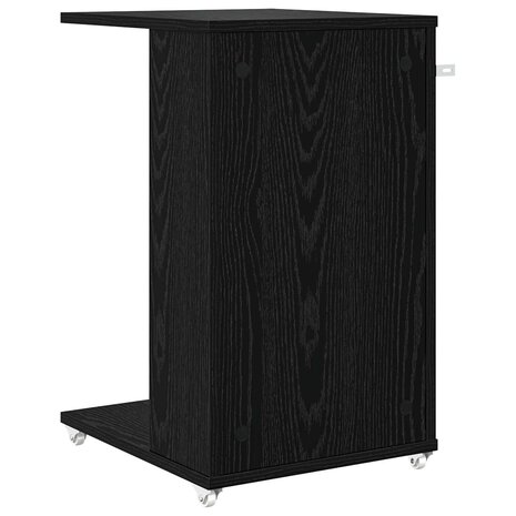 Bijzettafel met wiel Zwart Eiken 40 x 35 x 60 cm Bewerkt hout 7