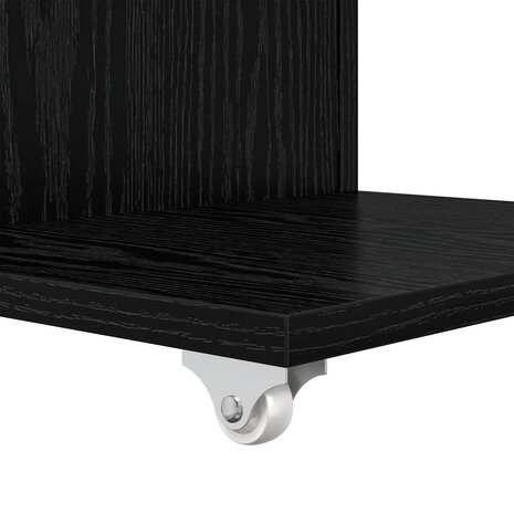 Bijzettafel met wiel Zwart Eiken 40 x 35 x 60 cm Bewerkt hout 8