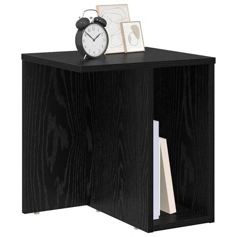 Bijzettafel Zwart Eiken 37 x 32 x 40 cm Bewerkt hout 3