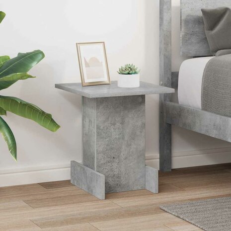 Bijzettafel Beton Grijs 35,5 x 35 x 40 cm Bewerkt hout 4