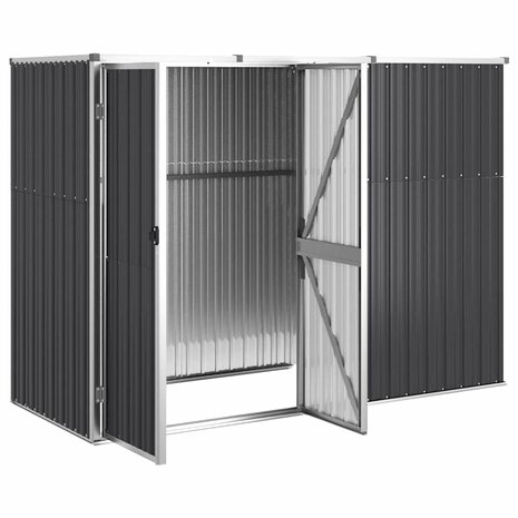 Tuinschuur 225x89x161 cm gegalvaniseerd staal antracietkleurig 4