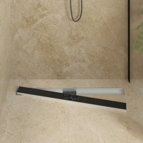 Doucheafvoer met Glazen Deksel Zwart 100 cm Roestvrij staal 304 3