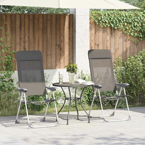 Campingstoelen 2 st inklapbaar aluminium grijs 1