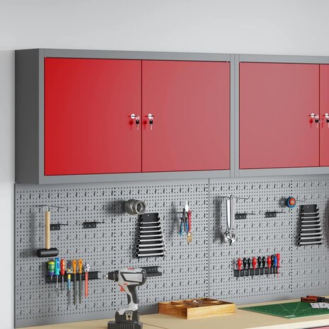 Gereedschapskast met plank Rood en Grijs 50 x 20 x 55 cm 1