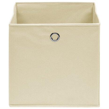 Opbergboxen 4 st 28x28x28 cm nonwoven stof cr&egrave;mekleurig 3