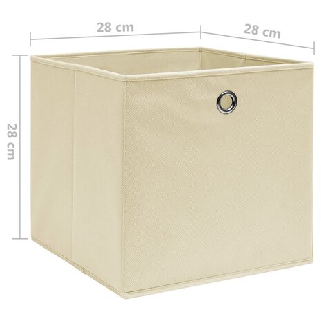 Opbergboxen 4 st 28x28x28 cm nonwoven stof cr&egrave;mekleurig 5