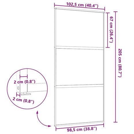 Glazen deur Fretwerk Zwart 90 x 2 x 205 cm Aluminium 7