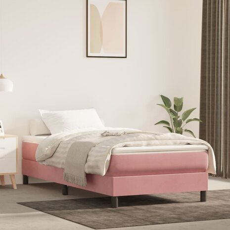 Pocketveringmatras medium 90x200x20 cm fluweel roze 1