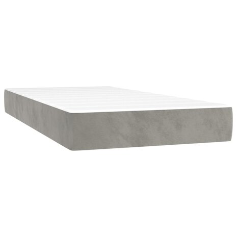 Pocketveringmatras medium 100x200x20 cm fluweel lichtgrijs 2