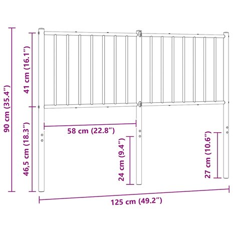 Vervangend hoofdbord metaal wit 120 cm 7