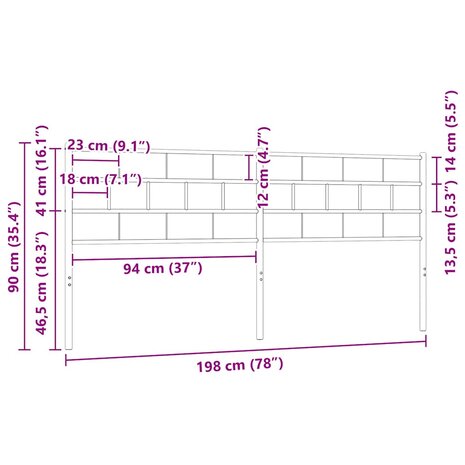 Vervangend hoofdbord 193 cm metaal wit 8