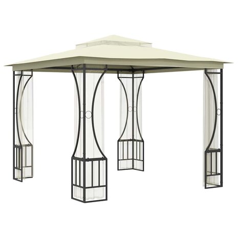 Prieel met netten 300x300x265 cm cr&egrave;mekleurig 3