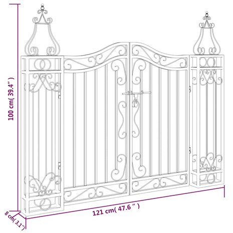 Poort 121x8x100 cm smeedijzer zwart  6