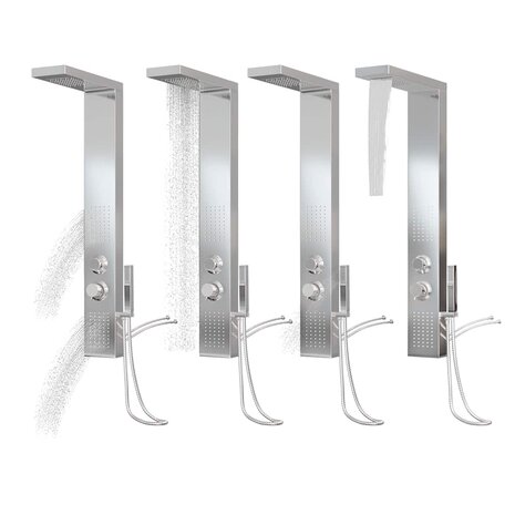 Douchepaneelsysteem vierkant roestvrij staal 4