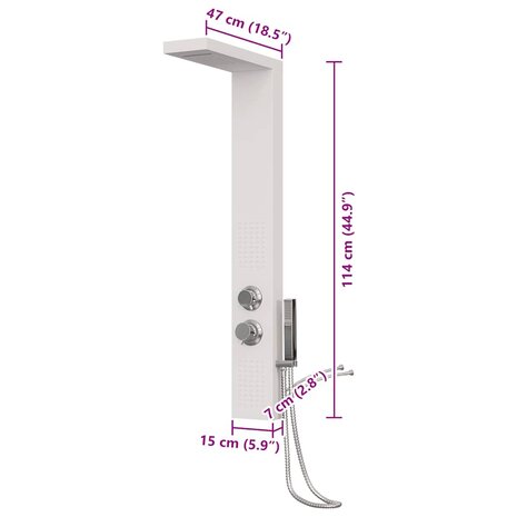 Douchepaneelsysteem aluminium wit 9