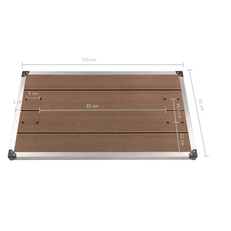 Buitendouchebak 110x62 cm HKC roestvrij staal bruin 8