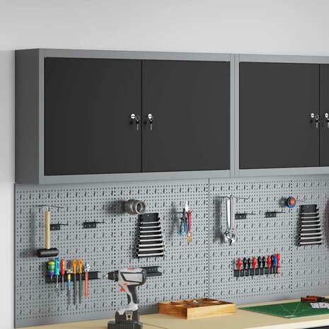 Gereedschapskast met plank Zwart en Grijs 50 x 20 x 55 cm 1