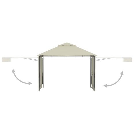 Prieel met uitschuifbare daken 180 g/m&sup2; 3x3x2,75 m cr&egrave;me 3