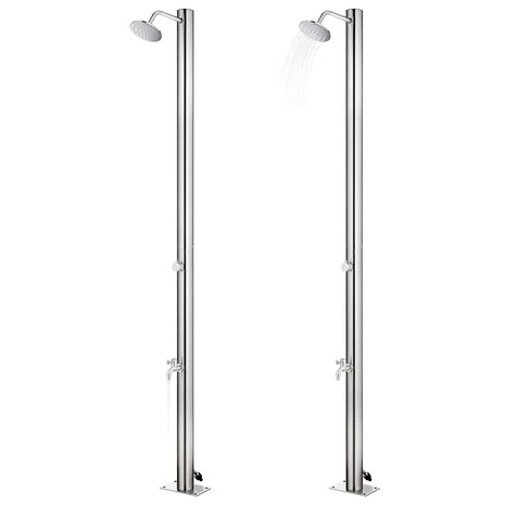 Buitendouche met bruine basis 220 cm roestvrij staal 2