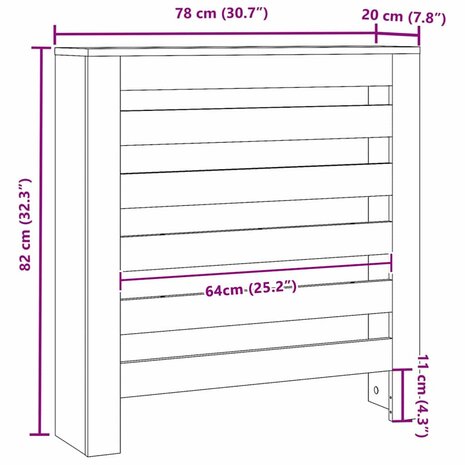Radiatorafdekking Zwart Eiken 78 x 20 x 82 cm Bewerkt hout 9