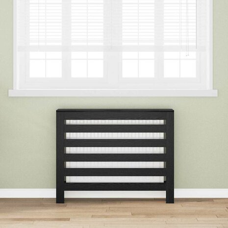 Radiatorafdekking Zwart Eiken 104 x 20 x 82 cm Bewerkt hout 1