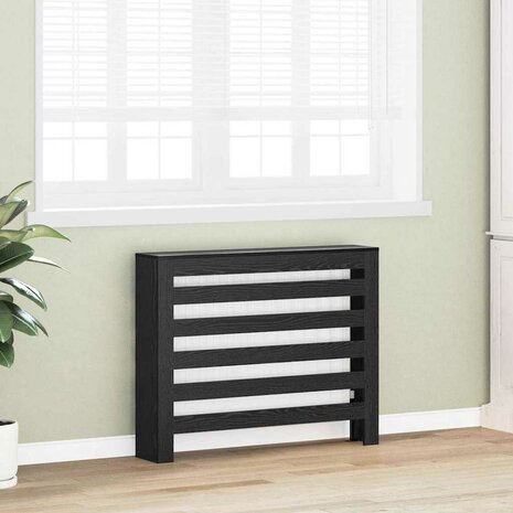 Radiatorafdekking Zwart Eiken 104 x 20 x 82 cm Bewerkt hout 3