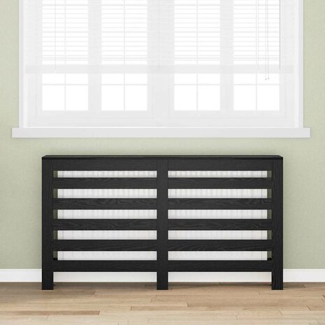 Radiatorafdekking Zwart Eiken 149 x 20 x 82 cm Bewerkt hout 1