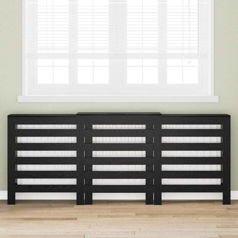 Radiatorafdekking Zwart Eiken 205 x 21,5 x 83,5 cm Bewerkt hout 1