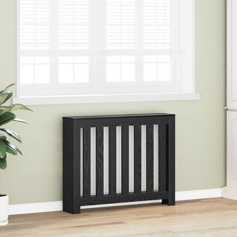 Radiatorafdekking Zwart Eiken 104 x 20 x 82 cm Bewerkt hout 3