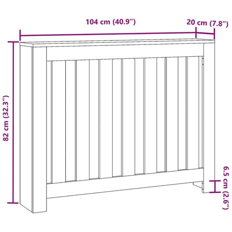 Radiatorafdekking Zwart Eiken 104 x 20 x 82 cm Bewerkt hout 9