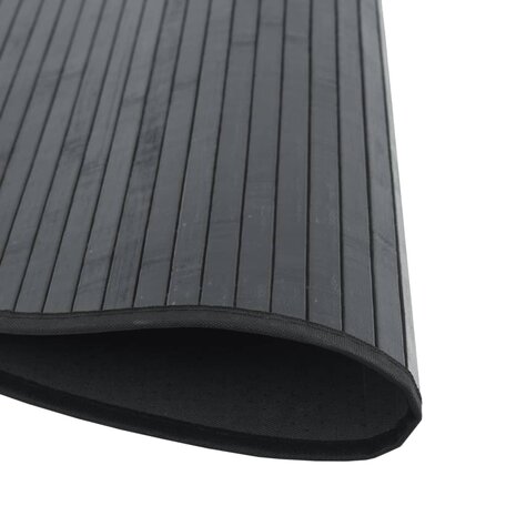 Vloerkleed rond 100 cm bamboe zwart 4