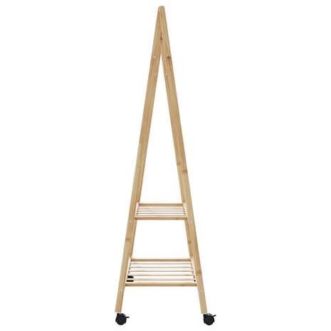 Kledingrek met schappen en wielen 96x45,5x155,5 cm bamboe 5