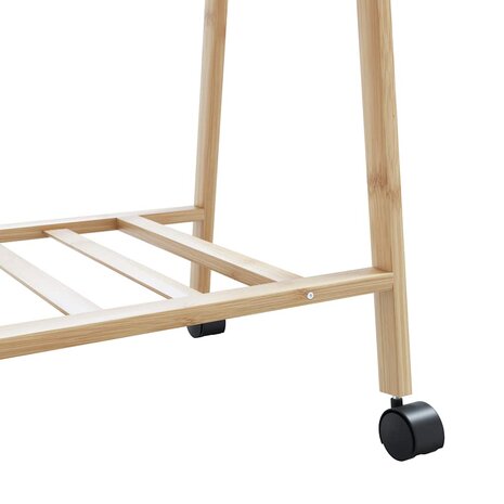 Kledingrek met schappen en wielen 96x45,5x155,5 cm bamboe 8
