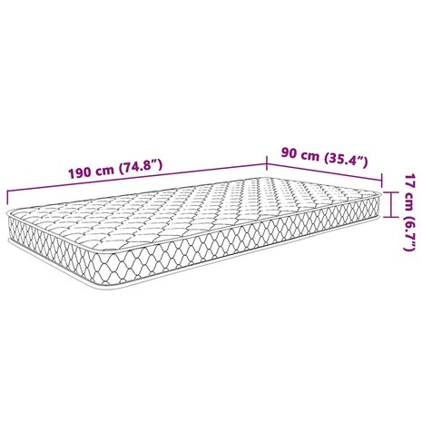 Traagschuimmatras 90x190x17 cm Zacht wit 8