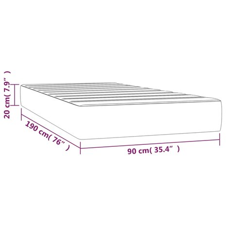 Pocketveringmatras medium 90x190x20 cm fluweel lichtgrijs 7